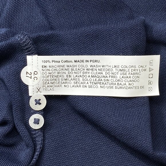 NEW JAMES BARK Mens Button Down Shirt Navy Blue Size L Pique Embroidered Logo - Picture 5 of 8